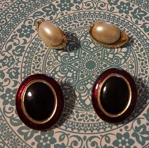 Vintage Women's fashion pierced earrings 2 pairs
